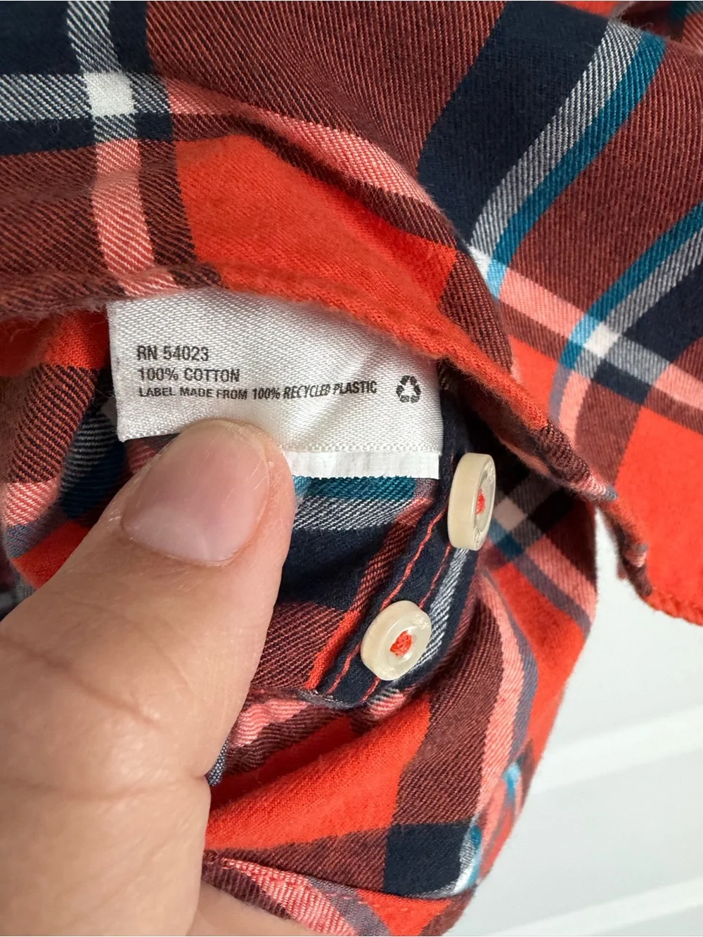 GAP kids Orange and Navy Plaid Button-Down Shirt